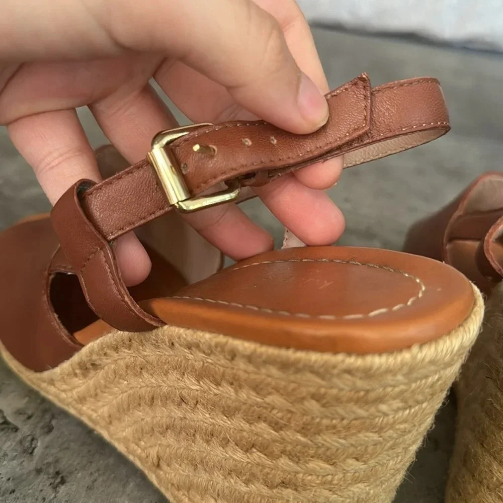 Kate Spade Bowdon Luggage Napa Natural Rope Wedge size 11
